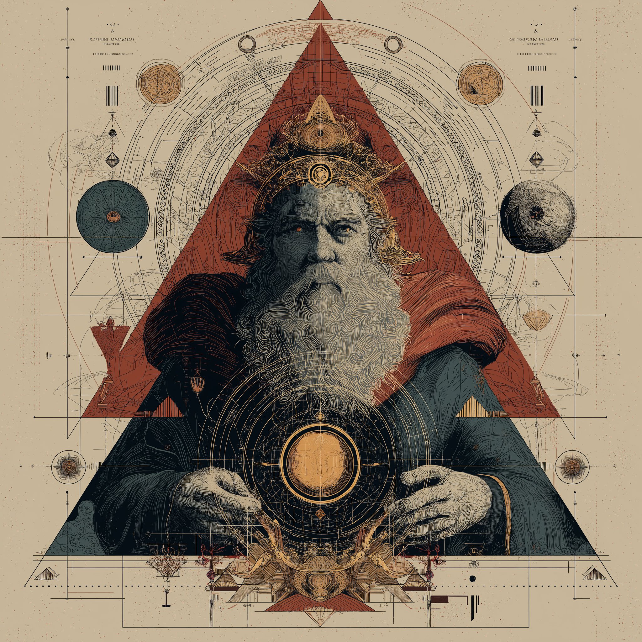 El Mago — Sabio esotérico con geometría sagrada